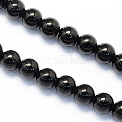 Hebras redondas de cuentas de piedra de ónix negro natural, 6mm, agujero: 1 mm, aproximamente 63 pcs / cadena, 15.7 pulgada