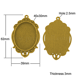Supports de cabochon de pendentif de style tibétain, sans cadmium et sans plomb, ovale, Or antique, 62x39x3mm, Trou: 2.5mm, Plateau: 40x30 mm