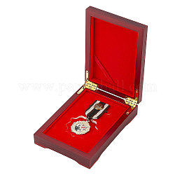 Деревянная презентационная коробка для монет Fingerinspire Challenge, темно-красный прямоугольник с бархатной внутренней частью для монет размером 1.57 дюйм или наград, деревянная коробка для хранения памятных монет с магнитной застежкой (3.98x3.98x1.4 дюйма)