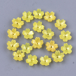 Capsules de perles d'acétate de cellulose (résine), 5 pétales, sakura, jaune, 10.5x11x4.5mm, Trou: 1mm