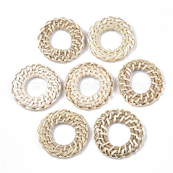 Плетеные кольца из тростника / ротанга ручной работы, для изготовления соломенных сережек и ожерелий, кольцо, старинный белый, 38~41x5~6 мм, внутренний диаметр: 17~20 мм