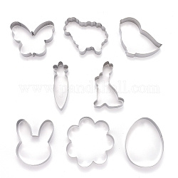 Stainless Steel Mixed Animal Shaped Cookie Candy Food Cutters Molds, for DIY Biscuit Baking Tool, Stainless Steel Color, 74x93x25.5mm, 8pcs/Set