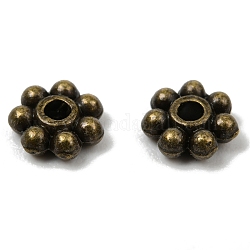 Perline in lega di stile tibetano perline distanziatrici a margherita,  cadmio& piombo libero, fiore, bronzo antico, 6x2mm, Foro: 1.5 mm, circa 400pcs/100g