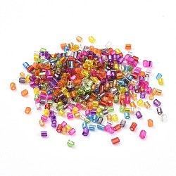 Grade A Glass Seed Beads, Hexagon(Two Cut), Silver Lined, Mixed Color, 1.5~2.5x1.5~2mm, Hole: 0.8mm, about 2100pcs/bag, 450g/bag