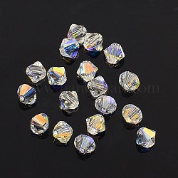 Austrian Crystal Beads, 5301 5mm, Bicone, Crystal AB, Size: about 5mm long, 5mm wide, Hole: 1mm