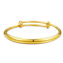 SHEGRACE Adjustable Brass Bangles, Real 24K Gold Plated, 2-3/8 inch(6.06cm)