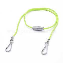 Cordes en polyester et élasthanne chaînes de lunettes, tour de cou pour lunettes, avec fermoirs en plastique, embouts du cordon enroulé en fer et fermoir porte-clés, jaune vert, 21.34 pouce (54.2 cm)
