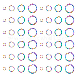 Unicraftale 160 Uds. 4 tamaños de anillos abiertos de acero inoxidable anillos redondos de 3.5-10mm anillos de salto de color arcoíris para la fabricación de joyas anillos conectores para manualidades diy pendiente pulsera fabricación de joyas