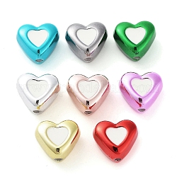 UV Plating Acrylic Beads, Heart, Mixed Color, 15x17x10mm, Hole: 2mm