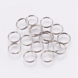 304 anelli portachiavi in ​​acciaio inox, anelli di salto a doppio anello, colore acciaio inossidabile, 8x0.6mm, circa  7mm diametro interno, 5000pcs/scatola