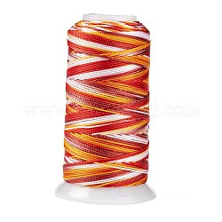 Fil à coudre en polyester rond teint par segment, pour la couture à la main et à la machine, broderie pompon, orange, 12 pli, 0.8mm, environ 300 m / bibone 