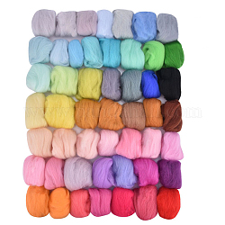 Aguja de fieltro de lana, Roving de lana de fibra para materiales artesanales de diy, mecha de fieltro de aguja para mezclar colores personalizados, color mezclado, aproximamente 3.3 g / bolsa, 1 bolsa / color, 50 bolsa / juego