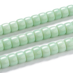 K9ガラスビーズ連売り  模造ヒスイのガラスビーズ  コラム  薄緑  8~8.5x5.5~6mm  穴：1.4mm  約67個/連  15.83インチ（40.2cm）