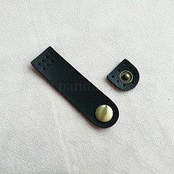 Schnallenverschluss aus Rindsleder mit Schnappverschluss, für die Herstellung von Geldbörsen, Schwarz, 7.5x2x0.6 cm