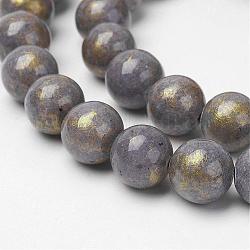 Chapelets de perles en jade Mashan naturel, teinte, ronde, grises , 10mm, Trou: 1.5mm, Environ 41 pcs/chapelet, 16 pouce