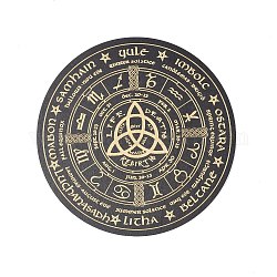 Wooden Carved Cup Mats, Heat Resistant Pot Mats, Tarot Theme Pendulum Board, for Home Kitchen, Flat Round, Constellation Pattern, 150x3mm
