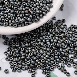 Miyuki runde Rocailles Perlen, japanische Saatperlen, 8/0, (rr2002) matt metallic silbergrau, 8/0, 3 mm, Bohrung: 1 mm, ca. 2111~2277 Stk. / 50 g