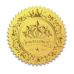 Craspire 25 Uds pegatinas en relieve de papel de oro corona de 2 pulgadas corona estrella sellos de certificado autoadhesivos decoración de medallas pegatina para graduación sellos de notario corporativo sobres diplomas premios