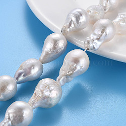 Perle baroque naturelle perles de perles de keshi, perle de culture d'eau douce, pépites, couleur de coquillage, 15~26x13~18mm, Trou: 0.6mm, Environ 16~20 pcs/chapelet, 15.75 nches (40 cm)