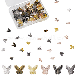 Cabochons aus olycraft strukturierter Legierung, Nail Art Dekoration Zubehör für Frauen, Schmetterling, Mischfarbe, 7.5x7.5x2.5 mm, 180 Stück / Karton