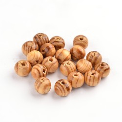 Perle di legno naturale non colorato, perline spacer, per gioielli rosario fai da te macramè,  piombo libero, tondo, Perù, 8x7mm, Foro: 2.5 mm
