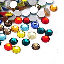 Perle en verre de dos plat, Grade a, dos plaqué, facette, demi-rond, couleur mixte, 7.1~7.3mm, environ 288 pcs / sachet 