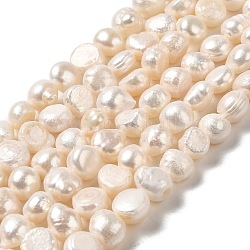 Fili di perle di perle d'acqua dolce coltivate naturali, due lati lucido, grado 2 un, biancheria, 7~8x7~9x5~7mm, Foro: 0.5 mm, circa 45~46pcs/filo, 13.39'' (34 cm)