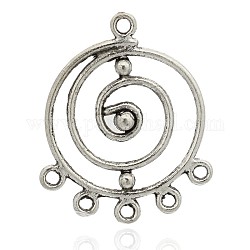 Tibetischen Stil Vortex / flache runde Legierung Kronleuchter Komponente Verbinder, Antik Silber Farbe, 33x27x3 mm, Bohrung: 2 mm