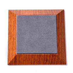 Quadratisches Holz Präsentationsschmuck Armbänder Display Tablett, mit Mikrofaser überzogen, Münzstein-Organisator, Grau, 11x11x2.2 cm