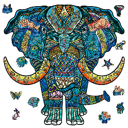Globleland 120 pièces puzzles en bois pour adultes puzzle en bois éléphant puzzles en bois coloré puzzles pour adultes puzzles en forme d'animaux pour anniversaire noël