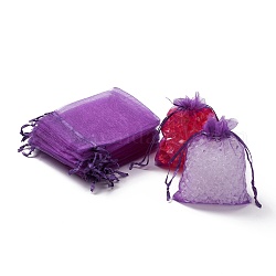 Sacs-cadeaux en organza avec cordon de serrage, pochettes à bijoux, fête de mariage cadeaux de noël sacs-cadeaux, bleu violet, 12x9 cm