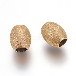 Ionenbeschichtung (IP) 304 Edelstahlperlen, strukturierte Perlen, Oval, golden, 6x5 mm, Bohrung: 2.2 mm