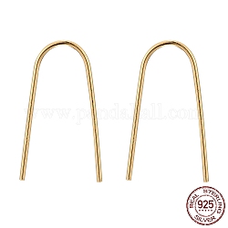 925 Sterling Silver Earring Hooks, Golden, 20x13.5mm, Pin:1mm