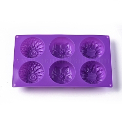 Moldes de silicona de grado alimenticio, moldes de fondant, para decoración de pasteles diy, chocolate, Molde de caramelo, flor, púrpura, 275x168x34.5~41.5mm