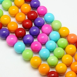 Round Baking Paint Glass Beads Strands, Mixed Color, 14mm, Hole: 0.7~1.1mm, about 30pcs/strand, 15 inch