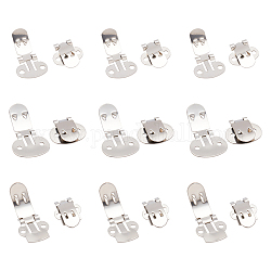 36Pcs 3 Styles Stainless Steel Flat Blank Shoe Clips, for DIY Craft Detachable Decorations, Stainless Steel Color, 16.5~20.5x14~19.5x3~4mm, Hole: 2mm, 12pcs/style
