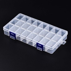 Aufbewahrungsbehälter für Polypropylen (pp) -Kügelchen, Organizer-Boxen mit 24 Fach, mit Klappdeckel, Rechteck, Transparent, 21.7x11x3 cm, Fach: 3.4x2.5cm