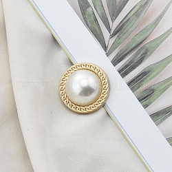 Boutons en alliage, avec perle plastique imitation perles, pour accessoires de vêtement, blanc, 20mm