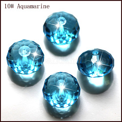 Abalorios de cristal austriaco de imitación, aaa grado, facetados, rerondana plana, cielo azul profundo, 8x5.5mm, agujero: 0.9~1 mm