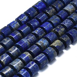 Chapelets de perles en lapis-lazuli naturel, avec des perles de rocaille, colonne, 10.5x6~7mm, Trou: 1mm, Environ 42 pcs/chapelet, 16.14'' (41 cm)