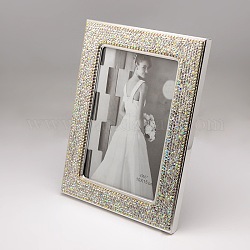Rectangle Alloy Rhinestone Photo Frame Stands, Crystal AB, 240x190x20mm