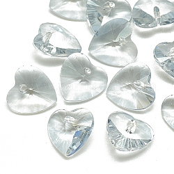 K9 Glass Rhinestone Charms, Heart, Blue Shade, 8x8x4mm, Hole: 1mm