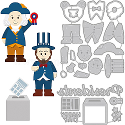 2Pcs 2 Styles Happy President's Day Carbon Steel Cutting Dies Stencils, for DIY Scrapbooking, Photo Album, Decorative Embossing Paper Card, Stainless Steel Color, Human Pattern, 6.6~12.6x10.4~10.7x0.08cm, 1pc/style