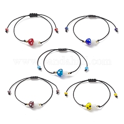5 Stück 5-farbige Murmeltier-Armbänder aus geflochtenen Perlen, verstellbare stapelbare Armbänder für Frauen, Mischfarbe, Innendurchmesser: 2-1/2 Zoll (6.5 cm), 1 Stück / Farbe