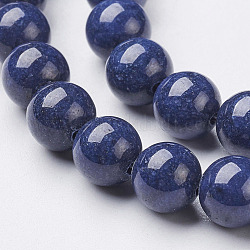 Chapelets de perles rondes en jade de Mashan naturelle, teinte, bleu minuit, 4mm, Trou: 1mm, Environ 98 pcs/chapelet, 15.7 pouce