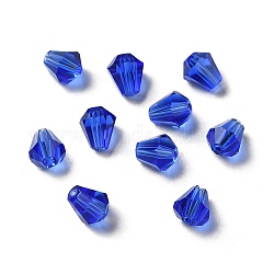 Perle di cristallo austriache imitazione di vetro, sfaccettato, diamante, blu medio, 6x5mm, Foro: 1 mm