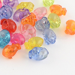 Apple Transparent Acrylic Sewing Shank Buttons, Mixed Color, 15x12x9mm, Hole: 3mm, about 650pcs/500g