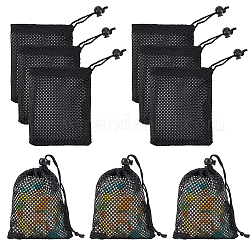 Nbeads Polyester Mesh Drawstring Storage Bags, Rectangle, Black, 145~150x110x1mm, 40pcs/bag