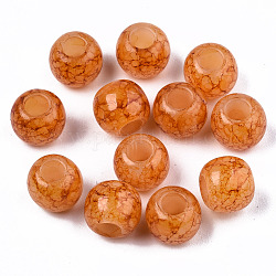 Perles acryliques de style imitation pierres précieuses, ronde, corail, 8x7mm, Trou: 3mm, environ 2150 pcs/500 g
