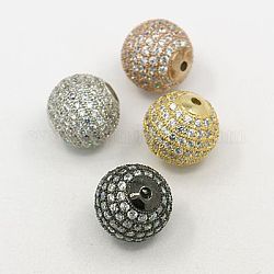 Messing Zirkonia Perlen, Runde, Mischfarbe, 12 mm, Bohrung: 2 mm